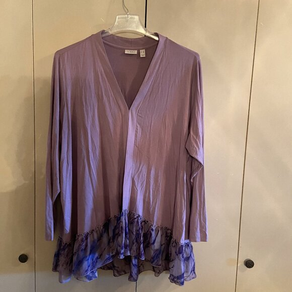 Lavender-Logo Layers Cardigan & Tank with purple detail and ruffled trim Size 3X - Picture 2 of 8